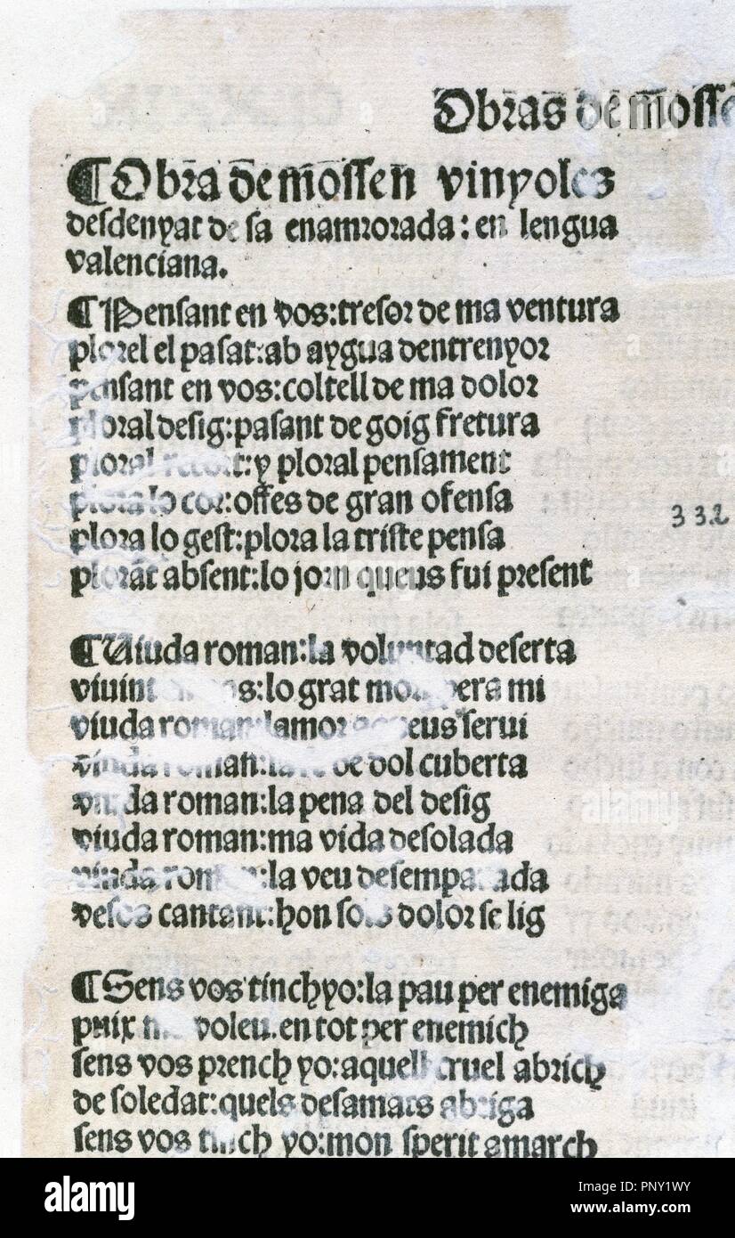 LITERATURA CATALANA. Siglos XV-XVI. VINYOLES, Mossèn Narcis. Escritor ...