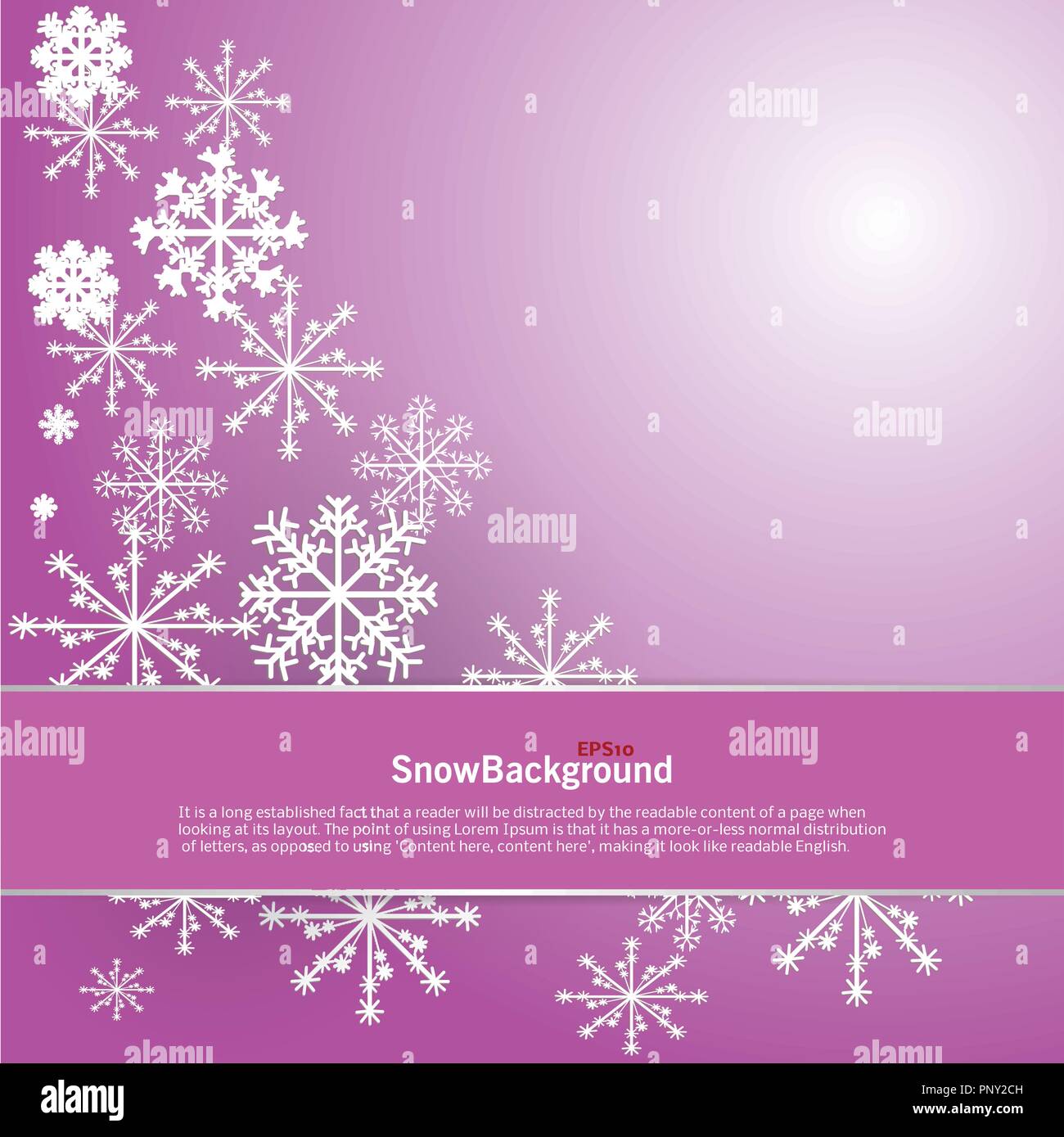 Winter background design of white snowflake with copy space Stock ...