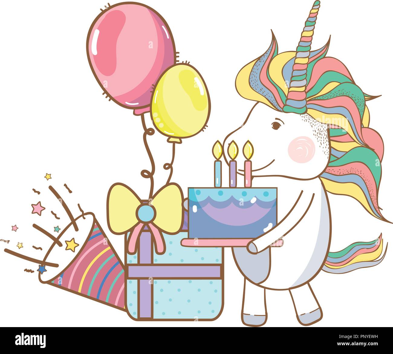 Happy birthday unicorn cartoons Stock Vector Image & Art - Alamy