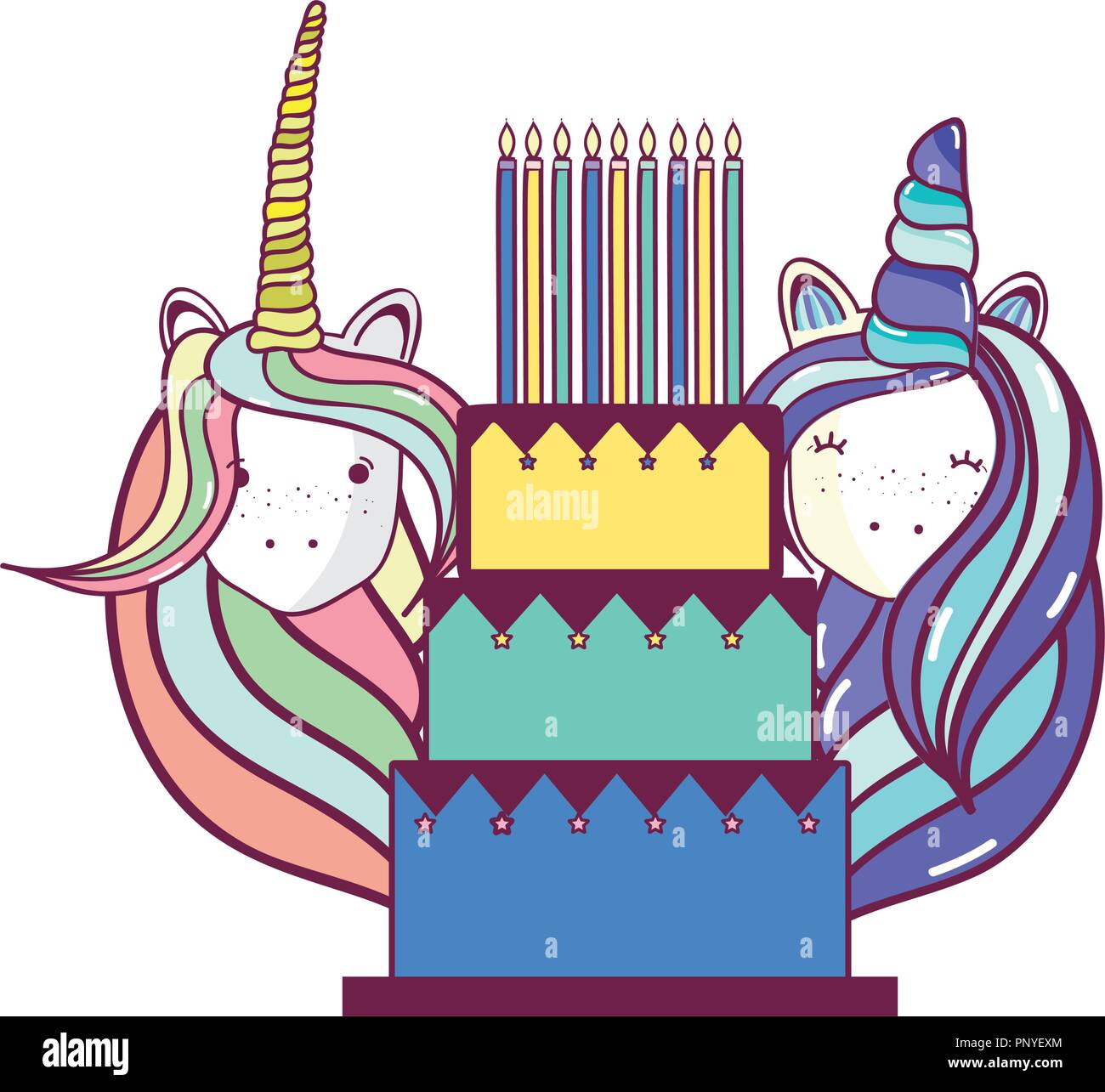 Happy birthday unicorn cartoons Stock Vector Image & Art - Alamy