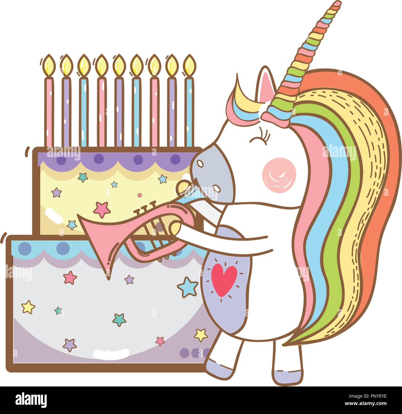Happy birthday unicorn cartoons Stock Vector