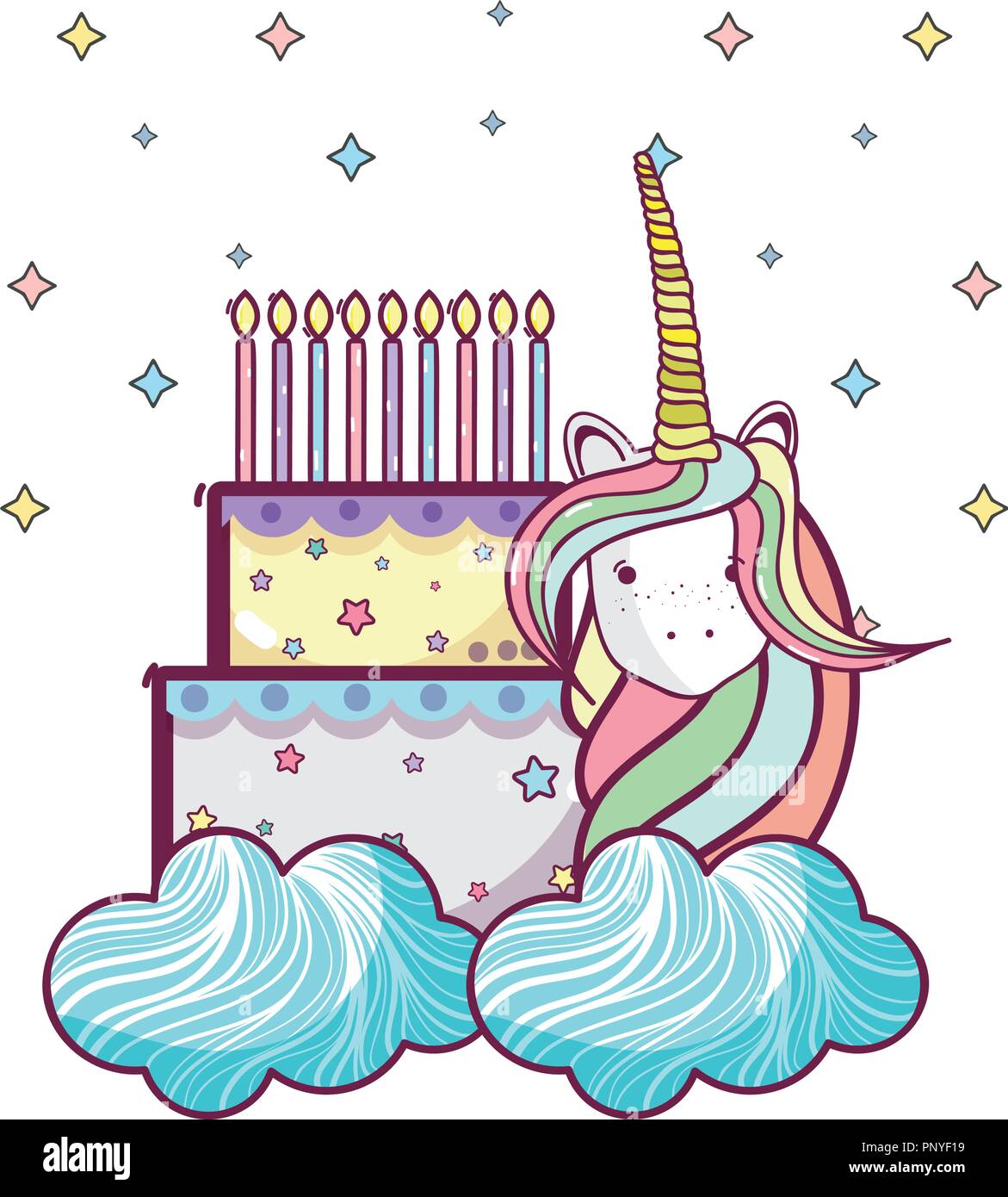 Happy birthday unicorn cartoons Stock Vector Image & Art - Alamy