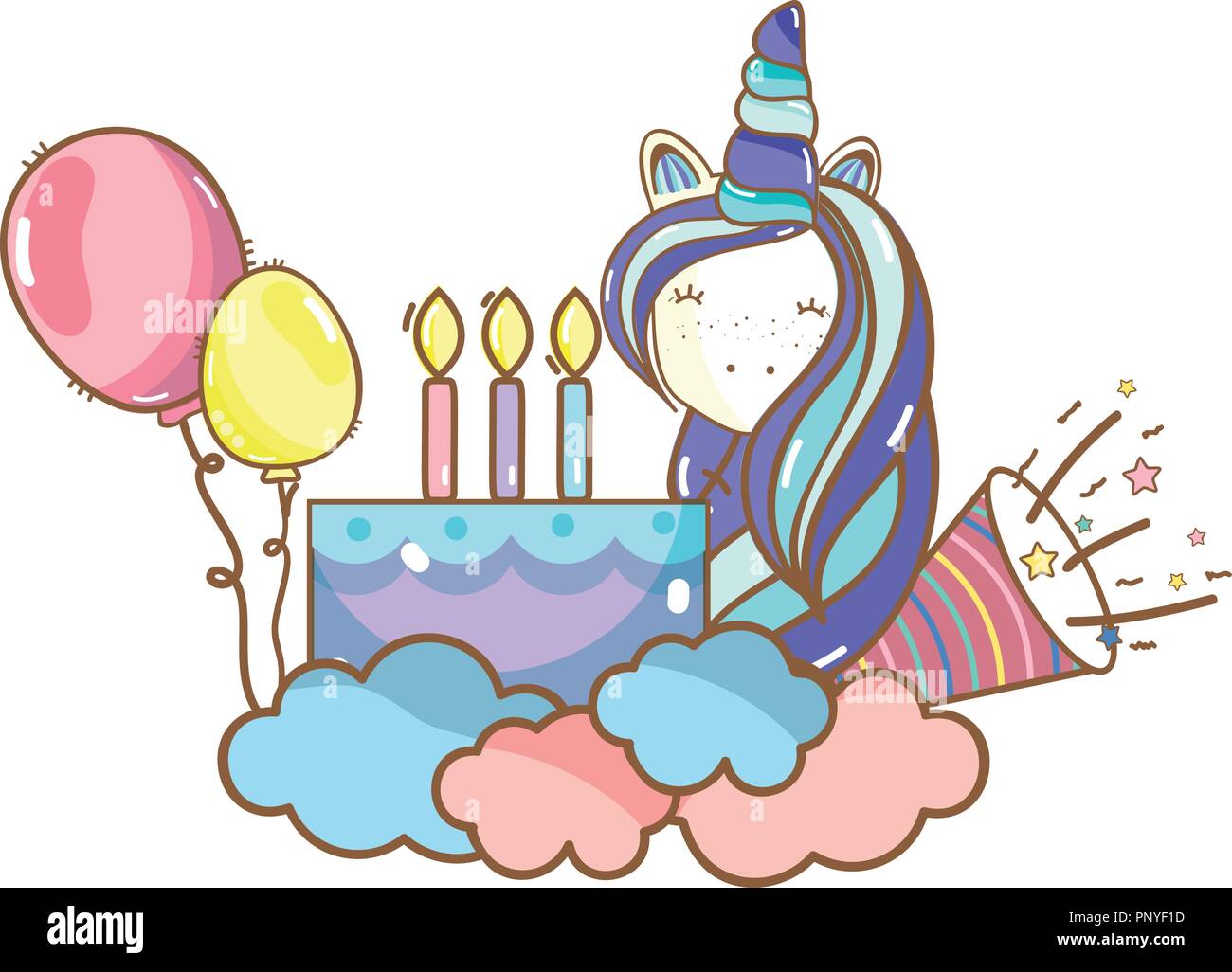 Happy birthday unicorn cartoons Stock Vector Image & Art - Alamy