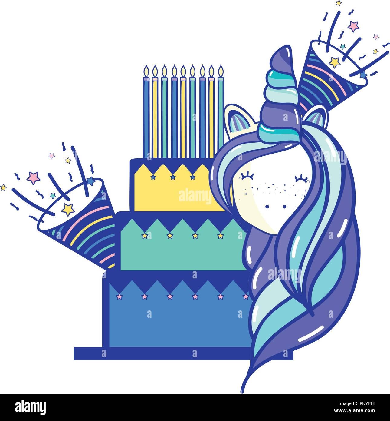 Happy birthday unicorn cartoons Stock Vector Image & Art - Alamy