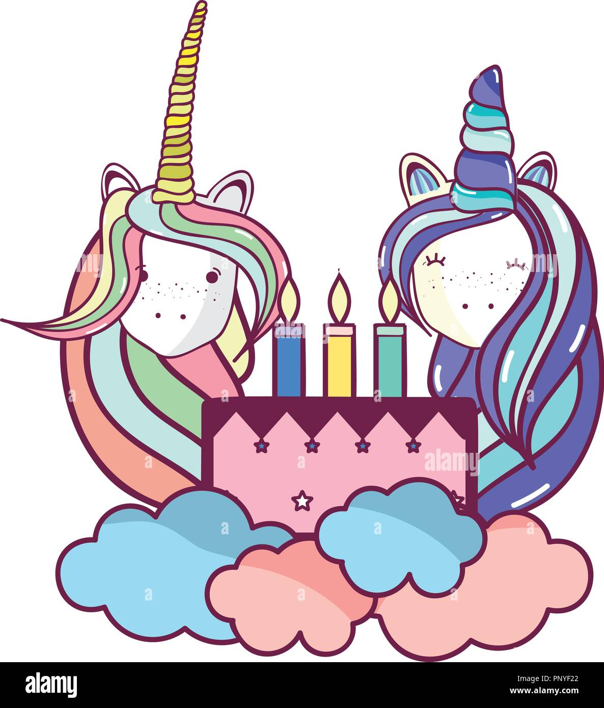 Happy birthday unicorn cartoons Stock Vector Image & Art - Alamy