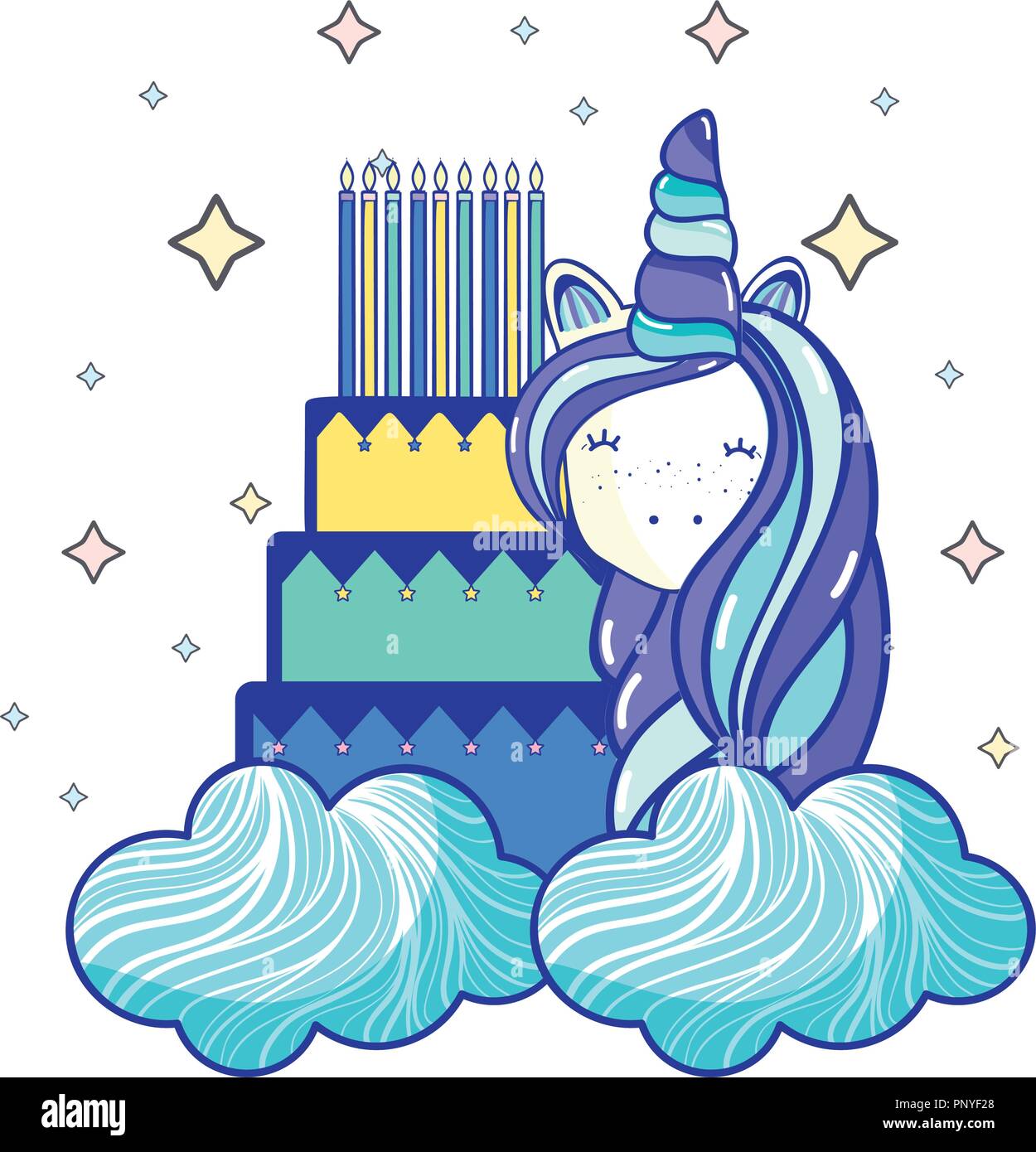 Happy birthday unicorn cartoons Stock Vector Image & Art - Alamy