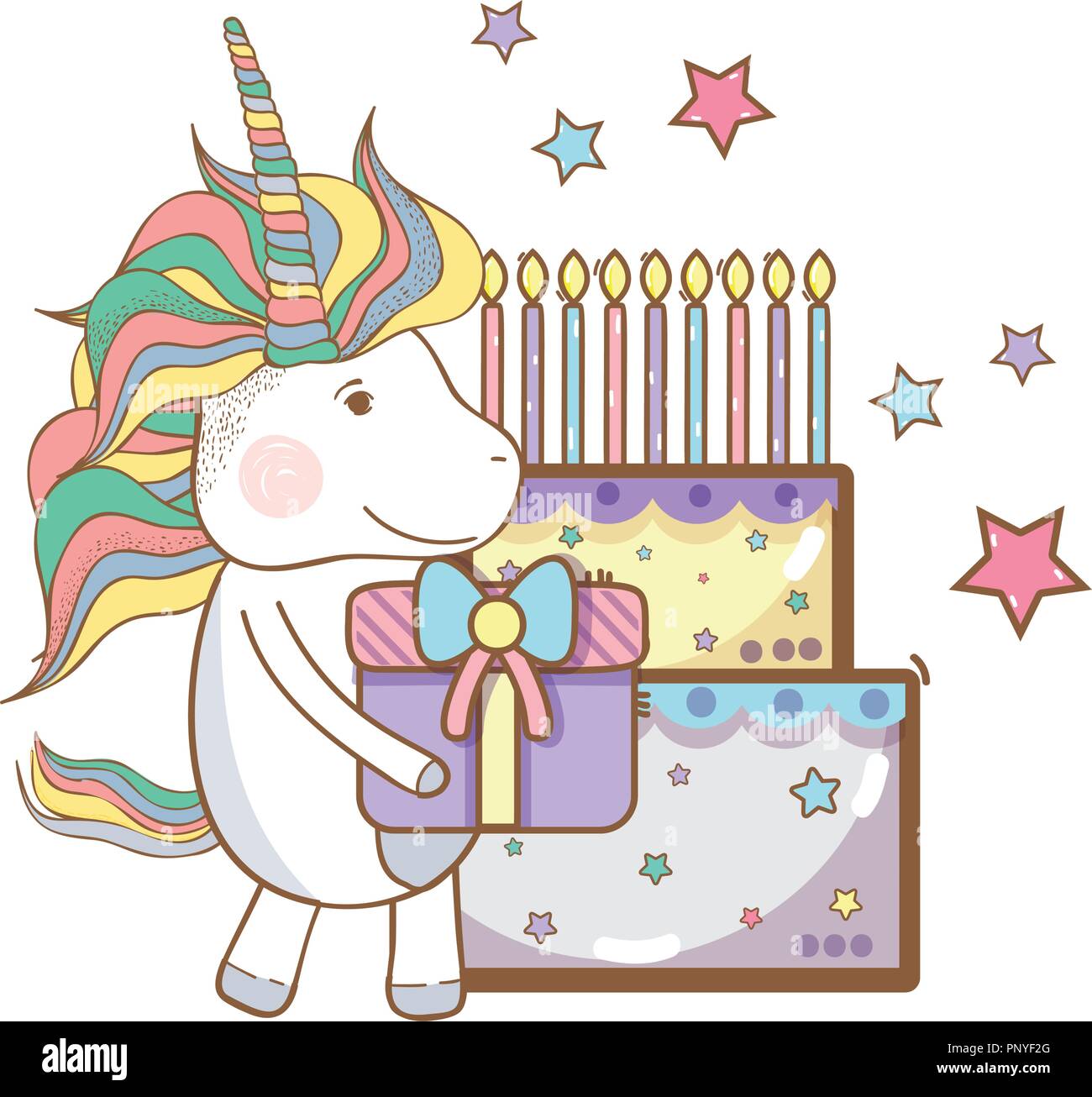 Happy birthday unicorn cartoons Stock Vector Image & Art - Alamy