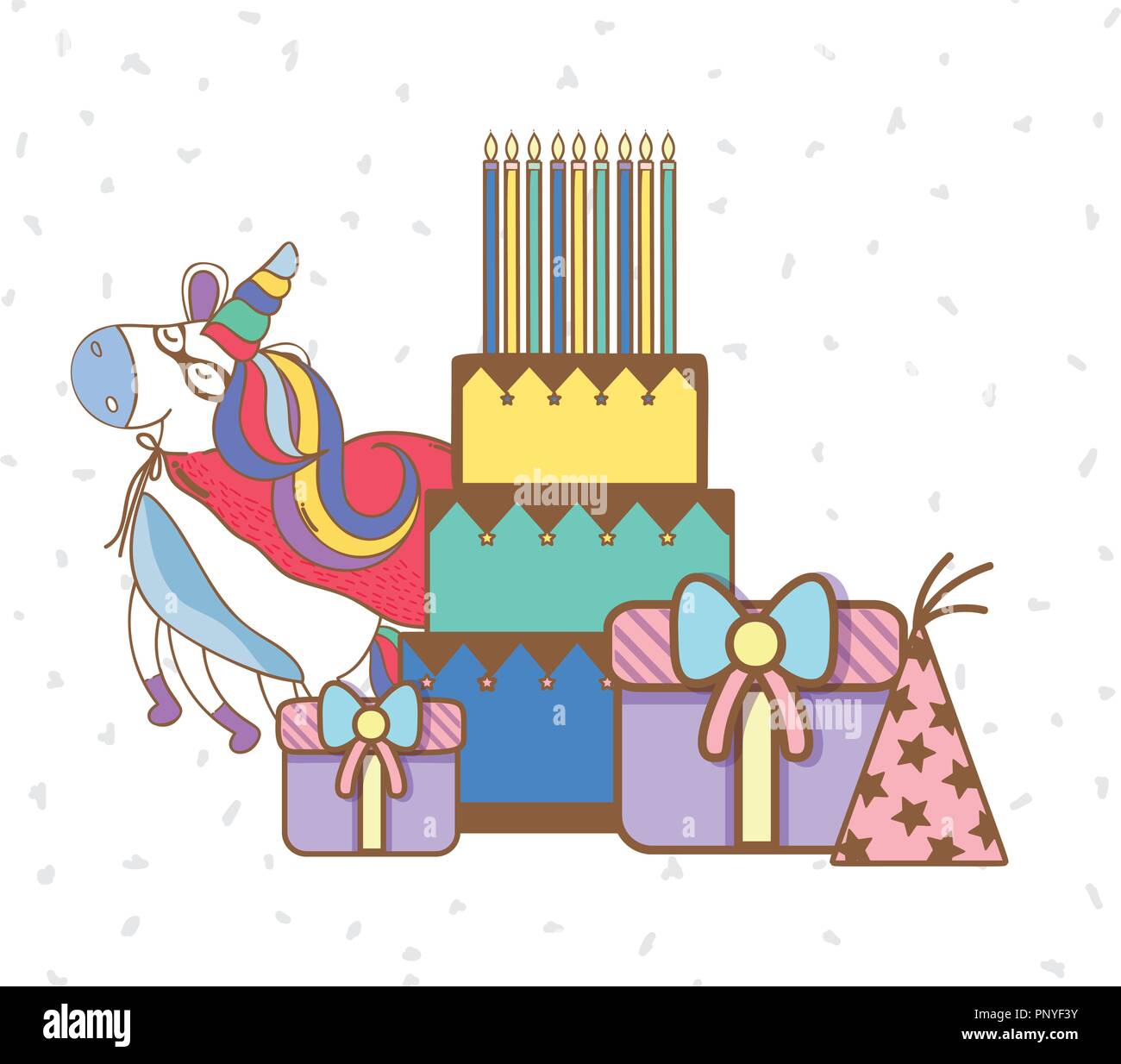 Happy birthday unicorn cartoons Stock Vector Image & Art - Alamy