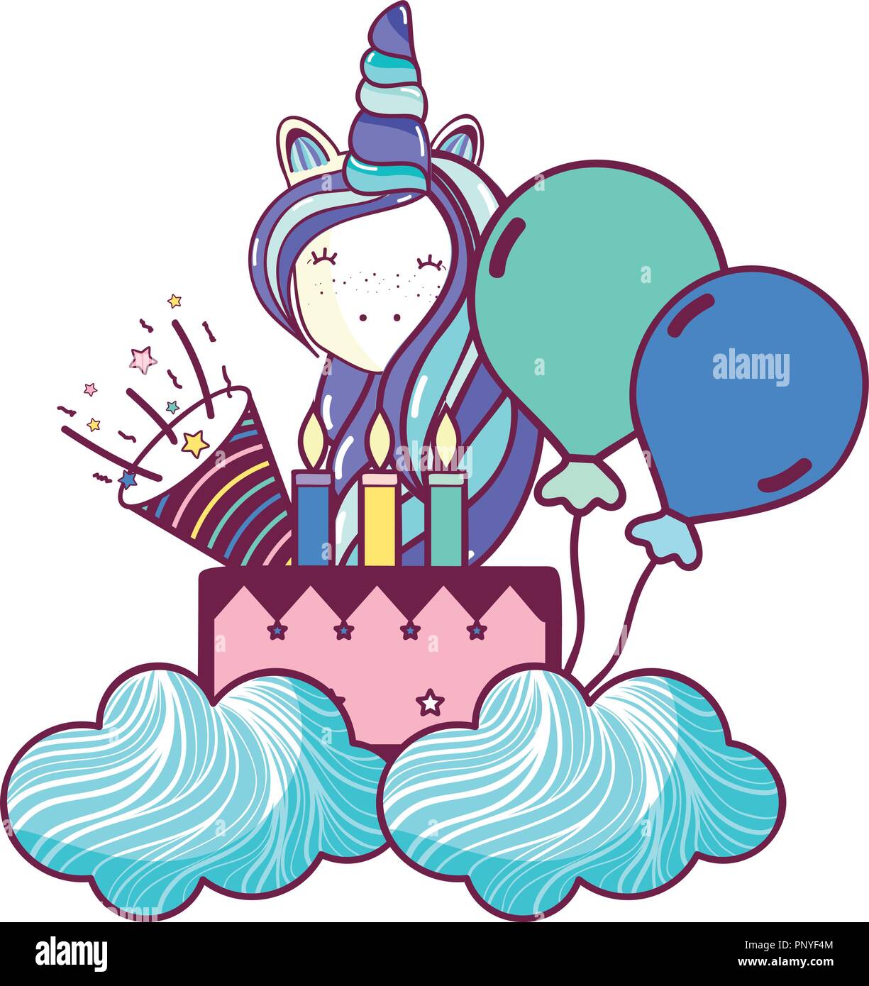 Happy birthday unicorn cartoons Stock Vector Image & Art - Alamy