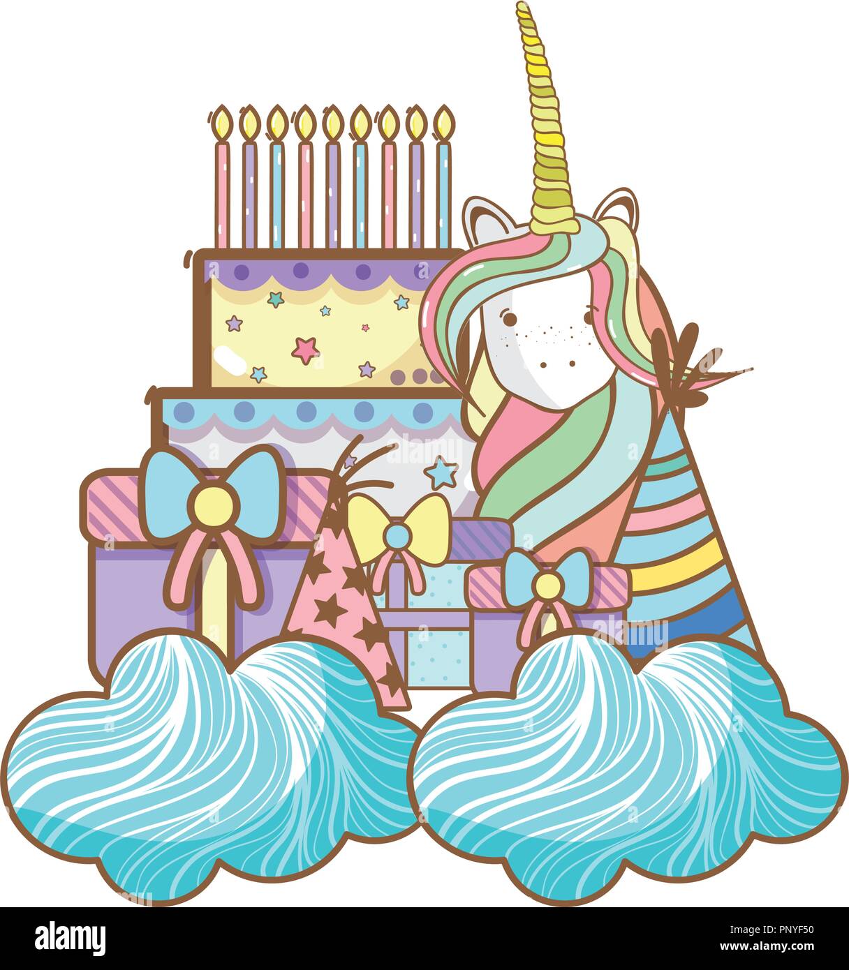 Happy birthday unicorn cartoons Stock Vector Image & Art - Alamy