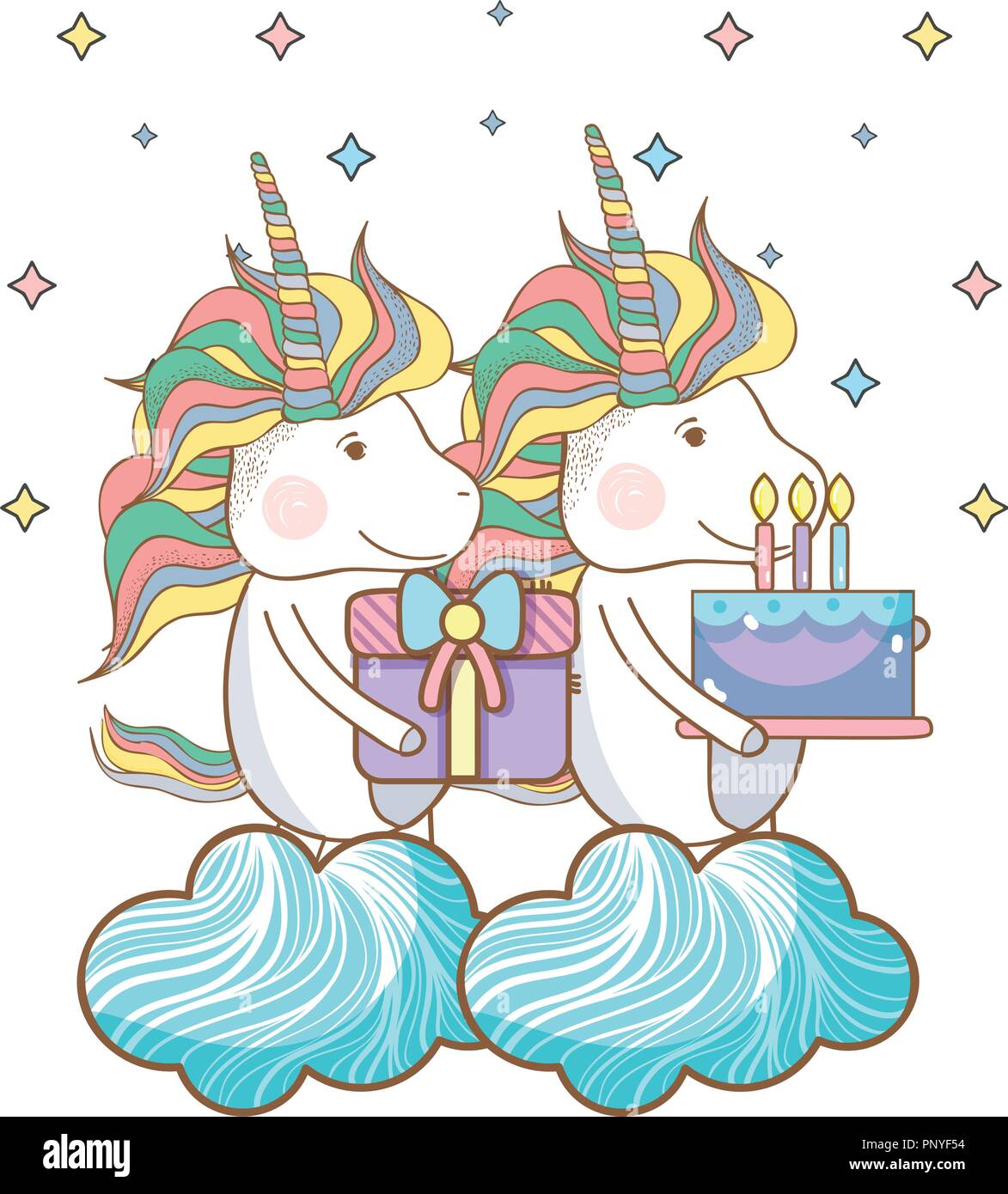 Happy birthday unicorn cartoons Stock Vector Image & Art - Alamy
