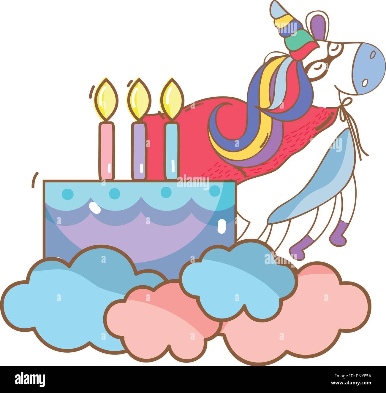 Happy birthday unicorn cartoons Stock Vector Image & Art - Alamy