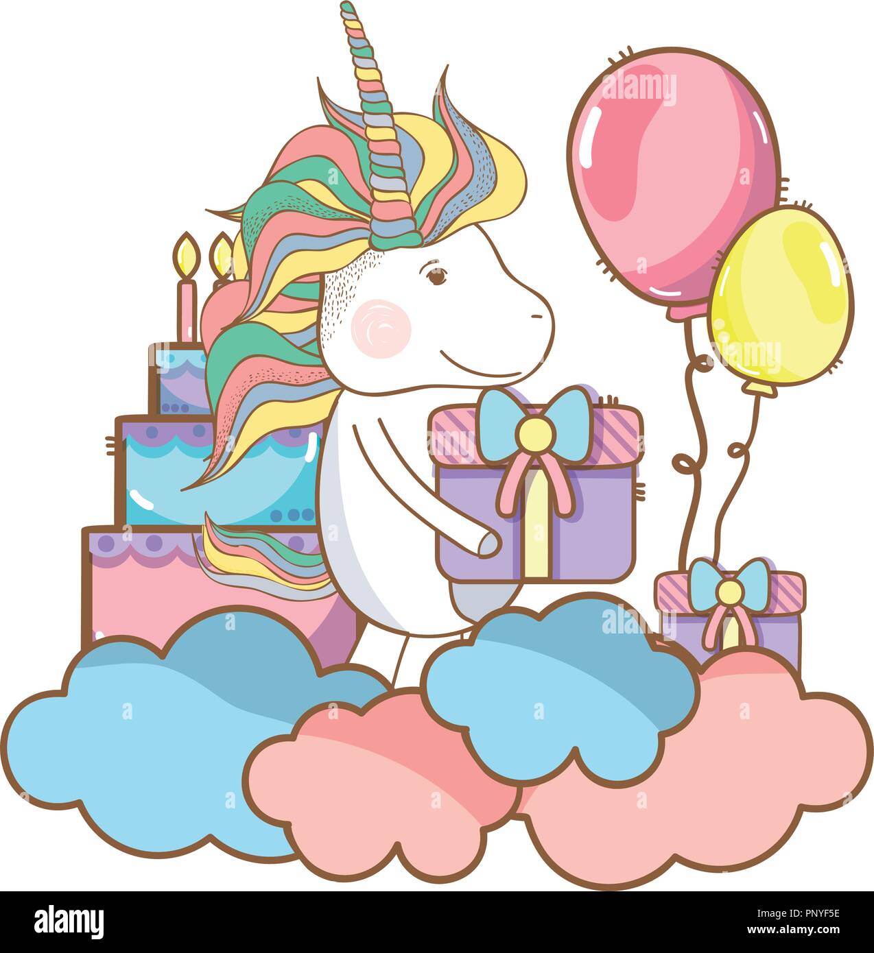 Happy birthday unicorn cartoons Stock Vector Image & Art - Alamy