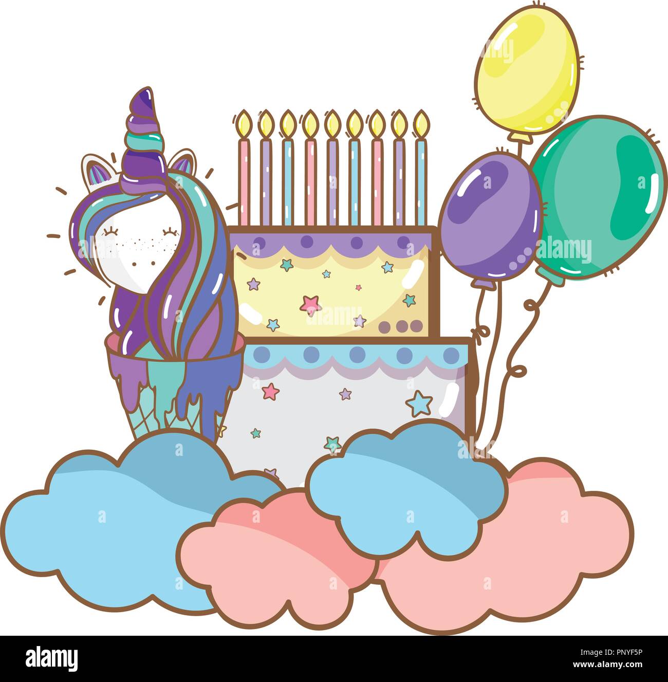 Happy birthday unicorn cartoons Stock Vector Image & Art - Alamy