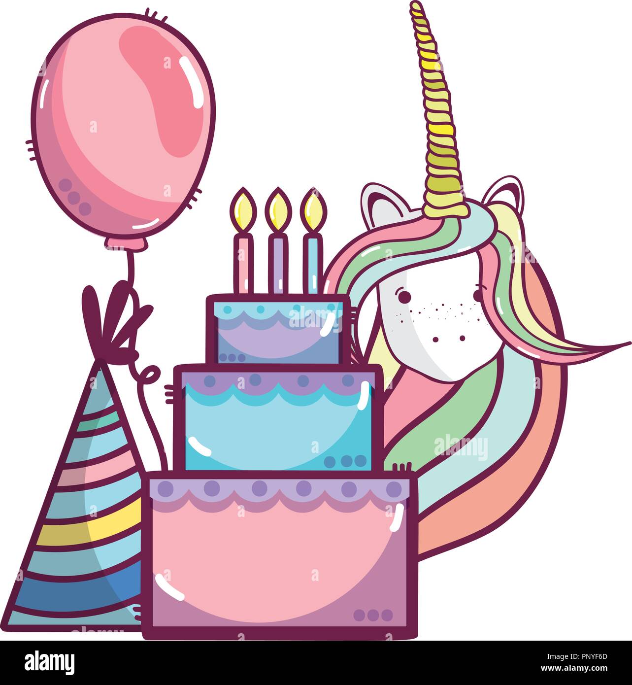 Happy birthday unicorn cartoons Stock Vector Image & Art - Alamy