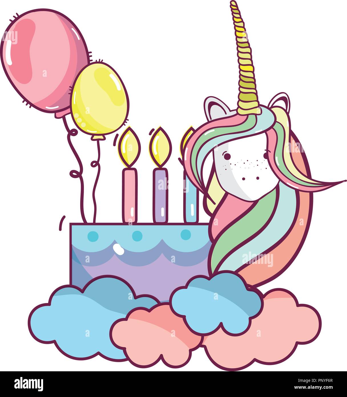 Happy birthday unicorn cartoons Stock Vector Image & Art - Alamy