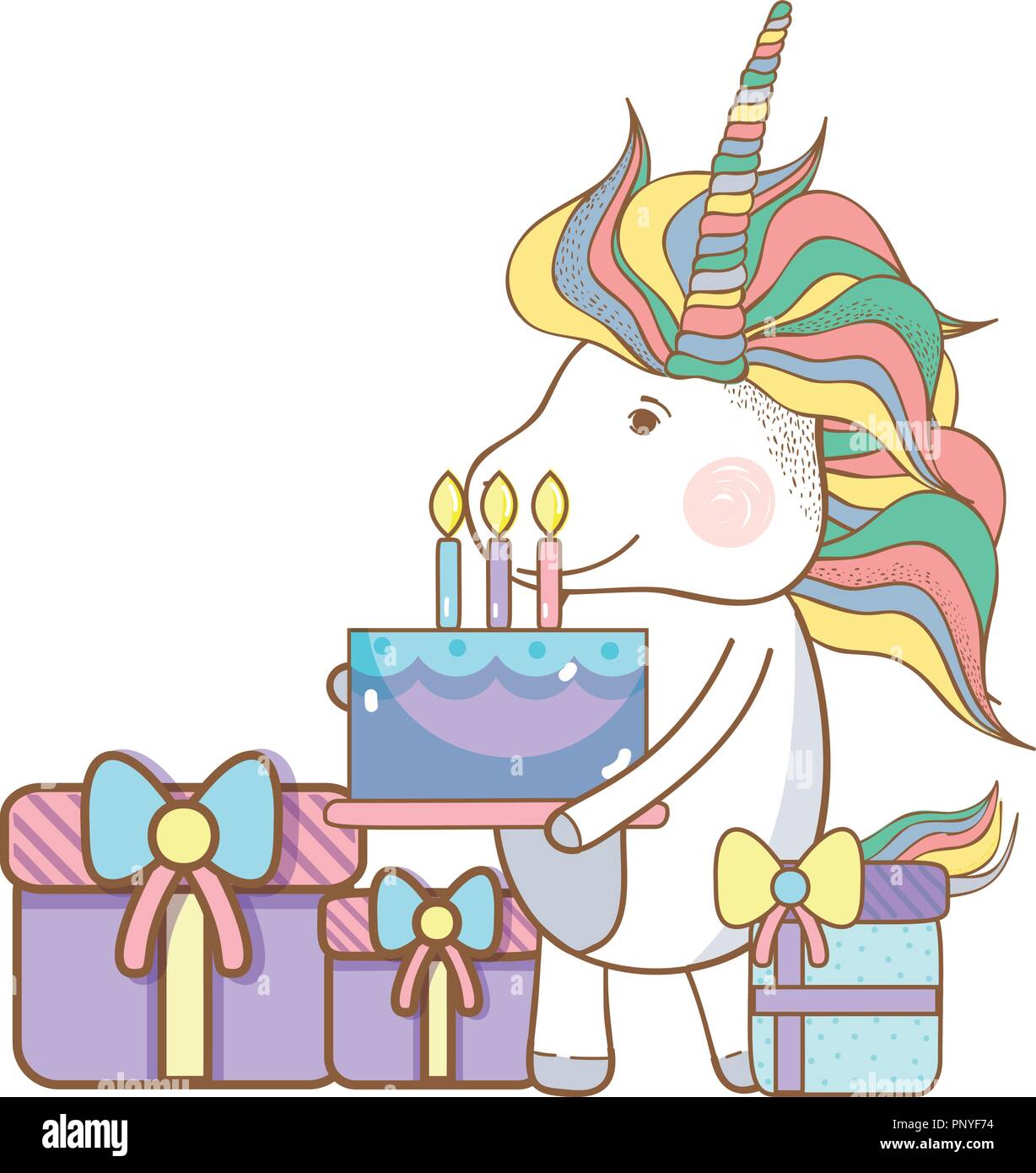 Happy birthday unicorn cartoons Stock Vector