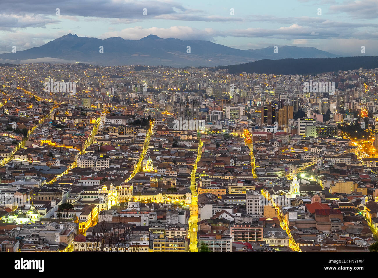 Quito, Ecuador, at night Stock Photo