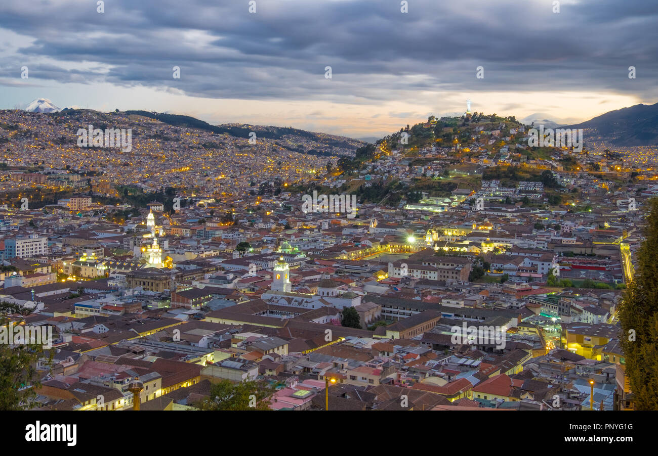 Quito, Ecuador, at night Stock Photo