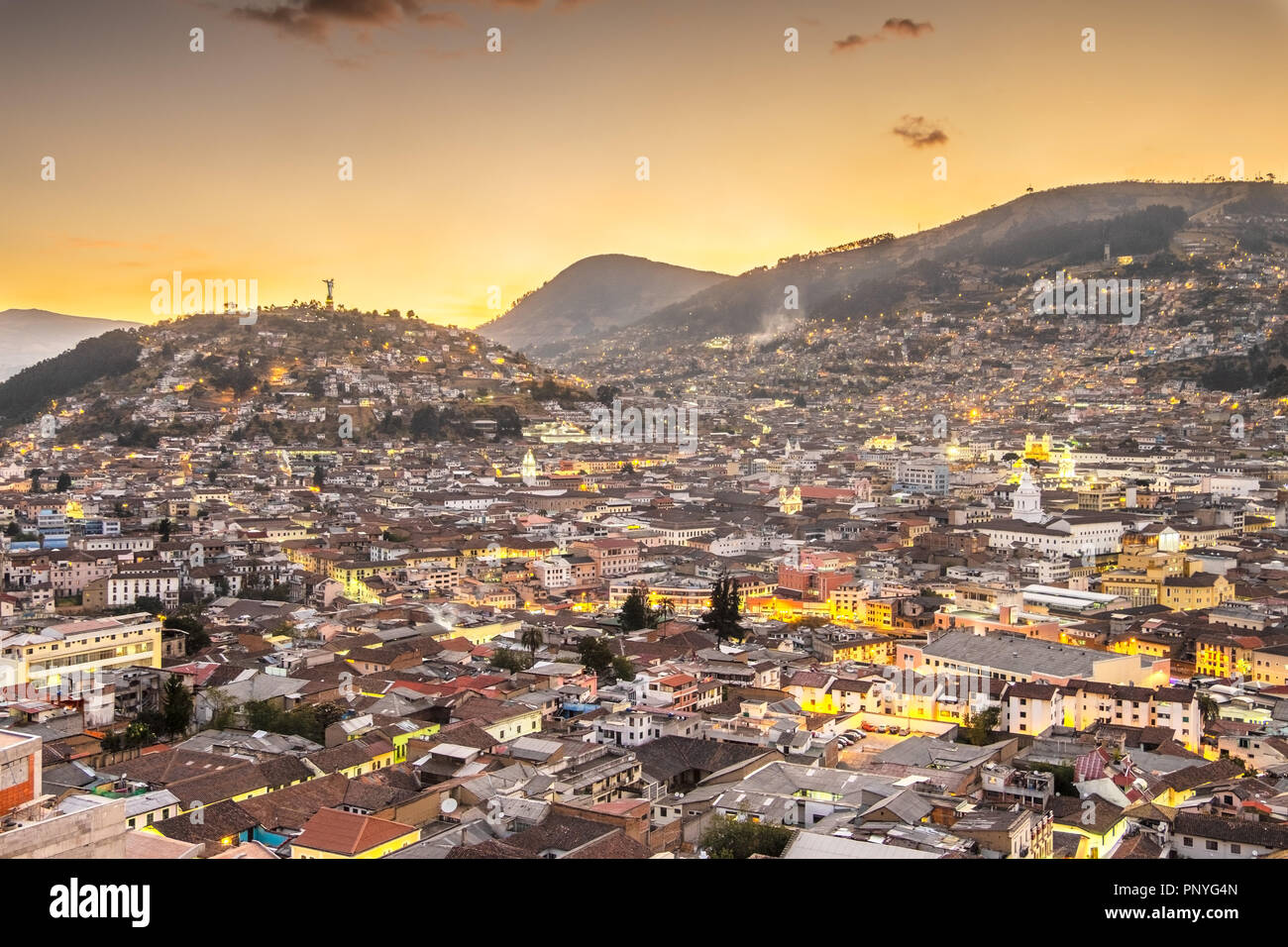 Quito, Ecuador, at night Stock Photo