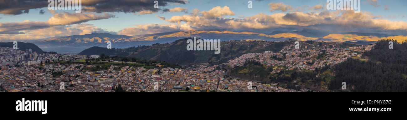 Panoramic Landscape from EL Panecillo hill in Quito, Ecuador Stock Photo