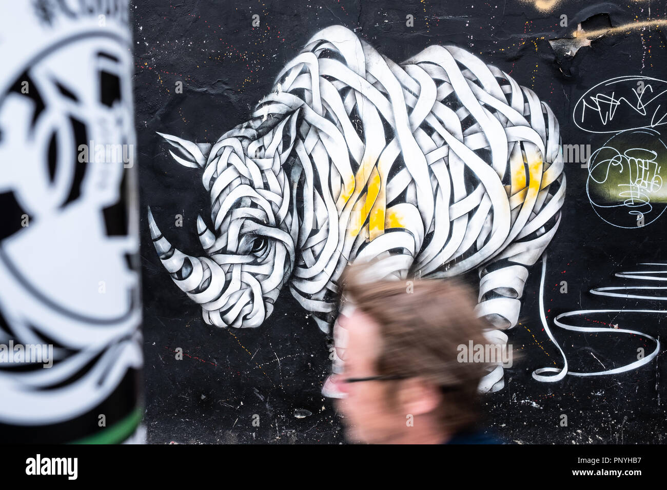 Rhino graffiti in London UK Stock Photo