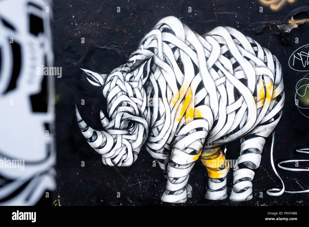 Rhino graffiti in London UK Stock Photo