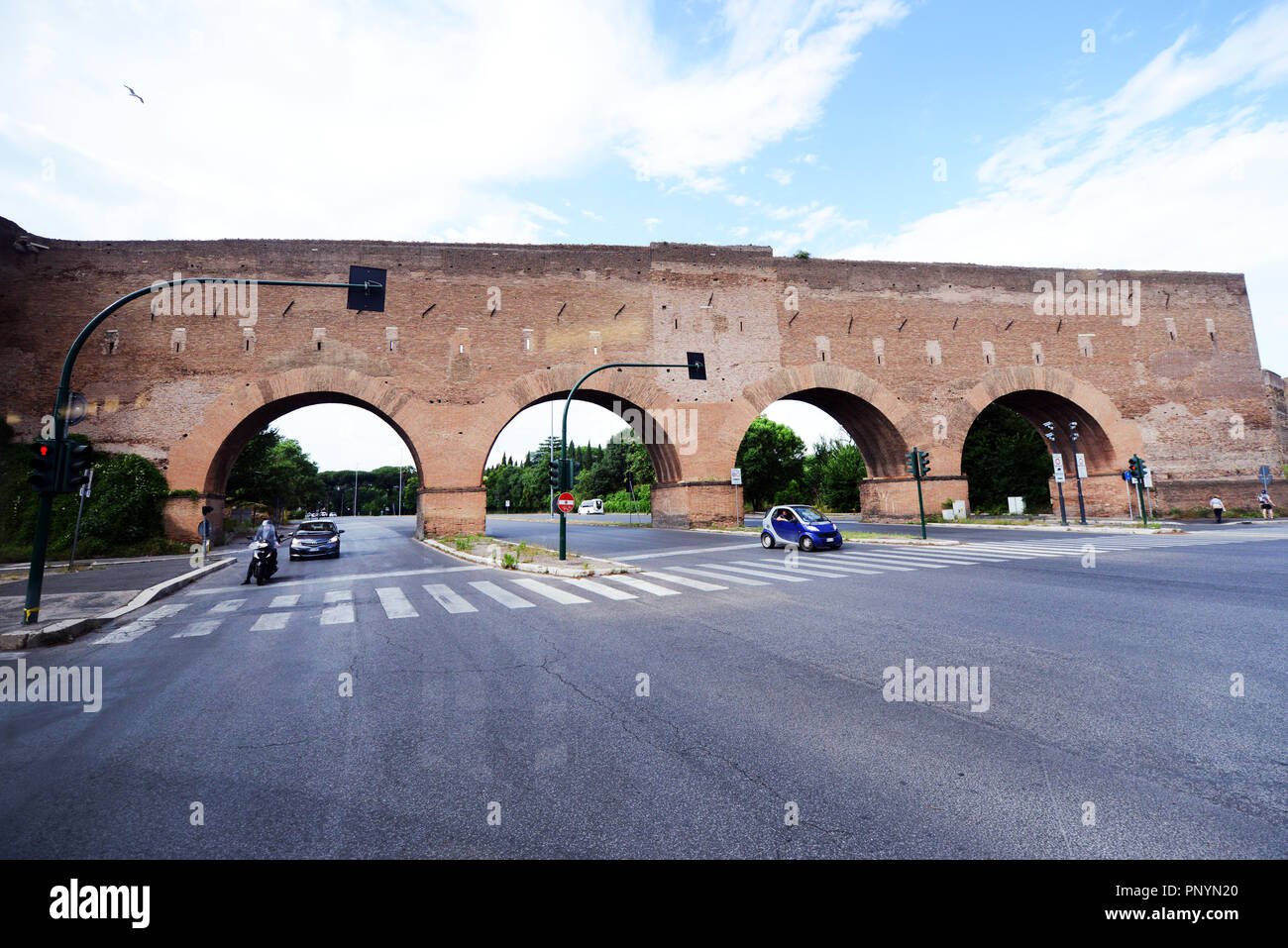 The Aurelian city walls of Rome. Stock Photo