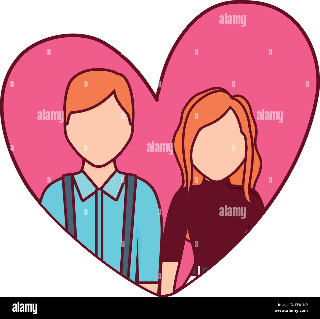 couple in a heart over white background, vector illustration Stock ...