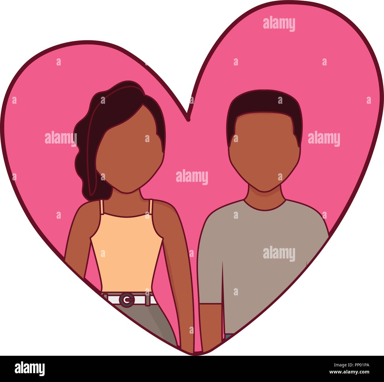 couple in a heart over white background, vector illustration Stock ...