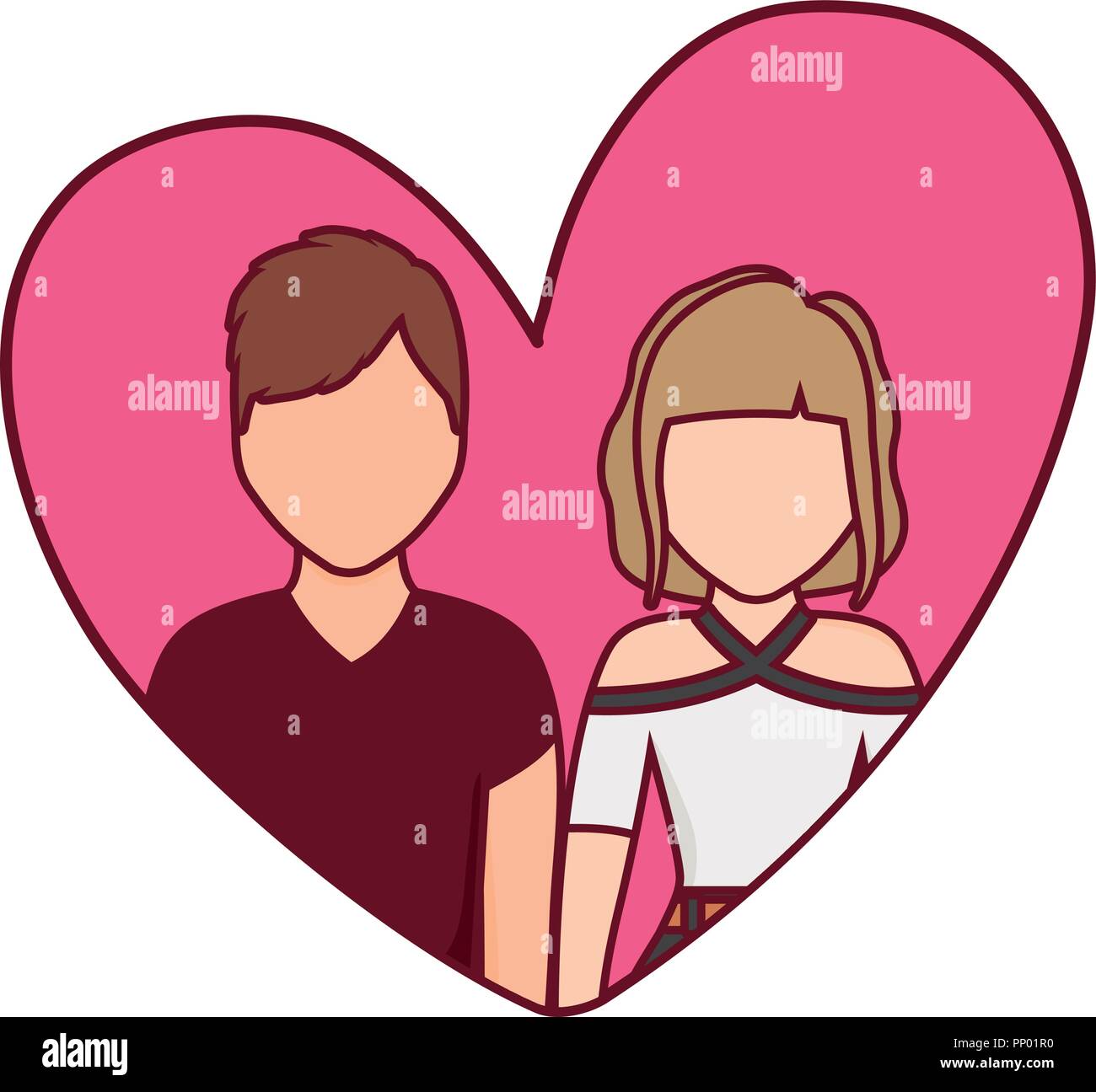 couple in a heart over white background, vector illustration Stock ...