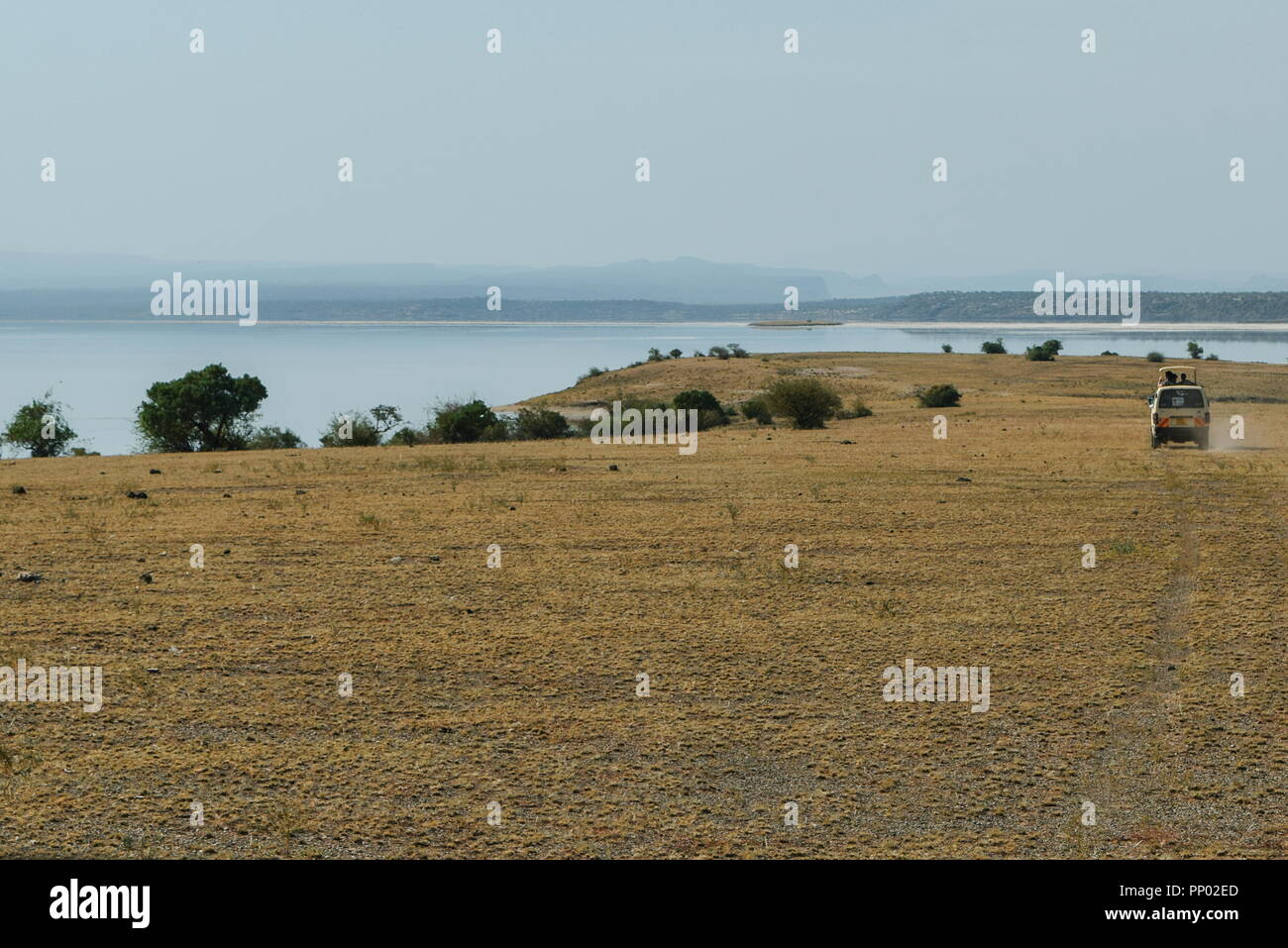 A safari adventure at Lake Magadi, Rift Valley, Kenya Stock Photo