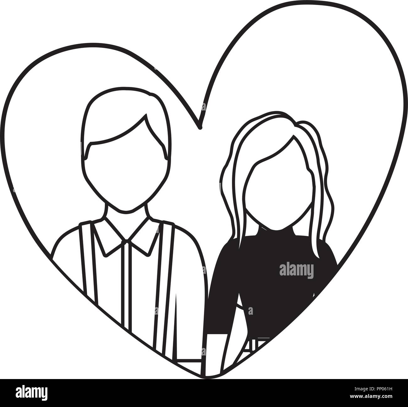 couple in a heart over white background, vector illustration Stock ...