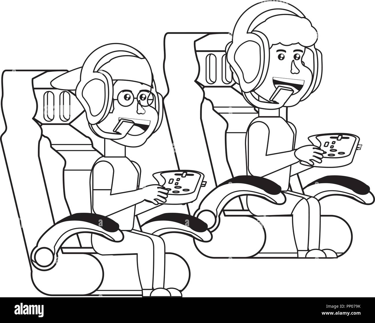 Kids Playing Video Games Drawing