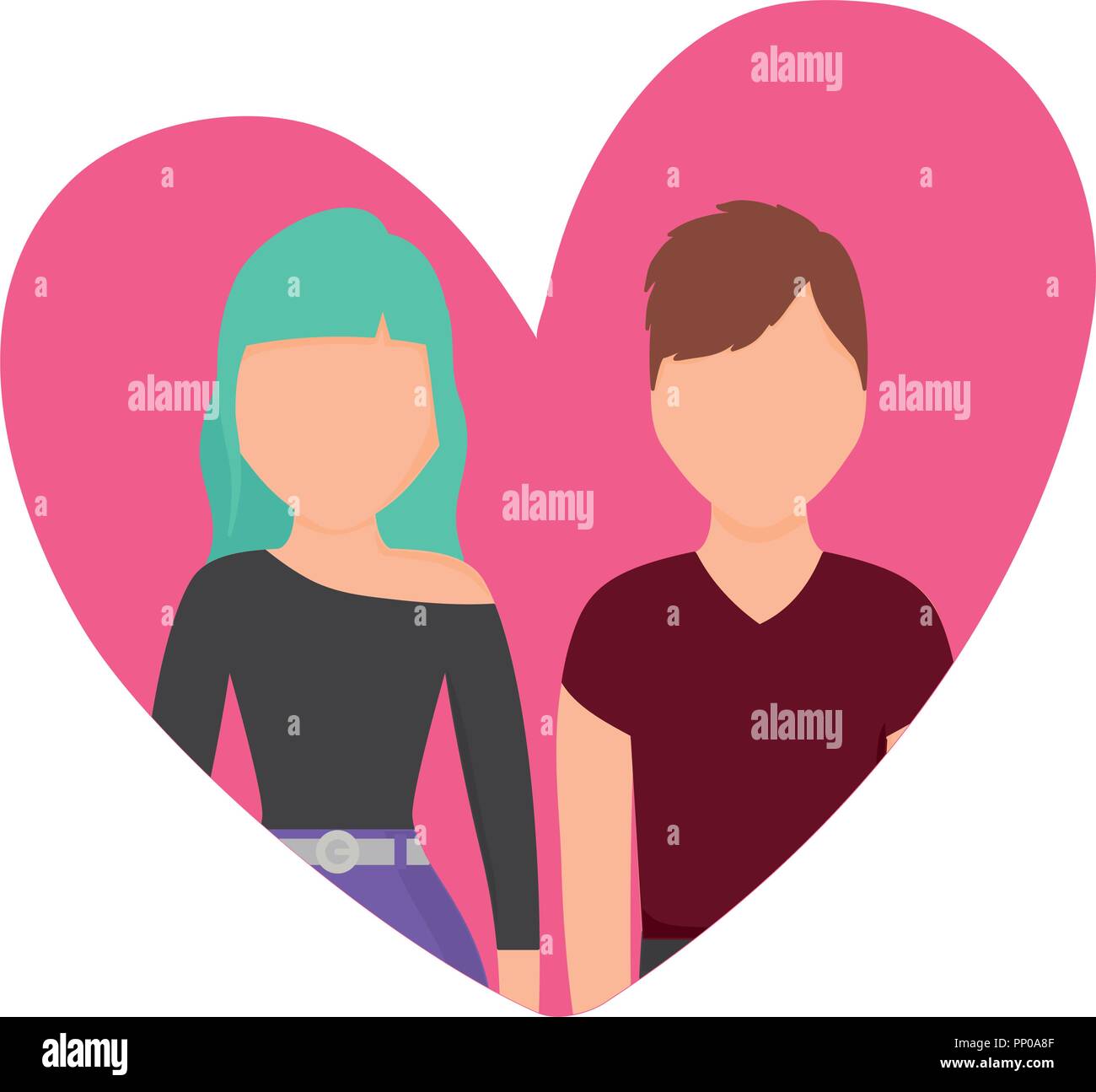 couple in a heart over white background, vector illustration Stock ...