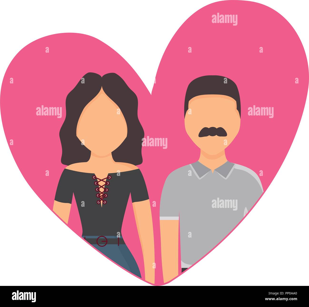 couple in a heart over white background, vector illustration Stock ...