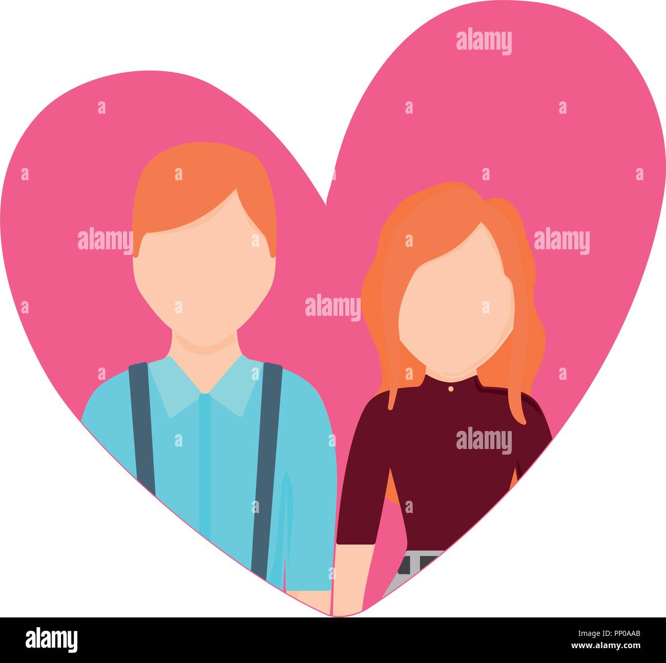 couple in a heart over white background, vector illustration Stock ...