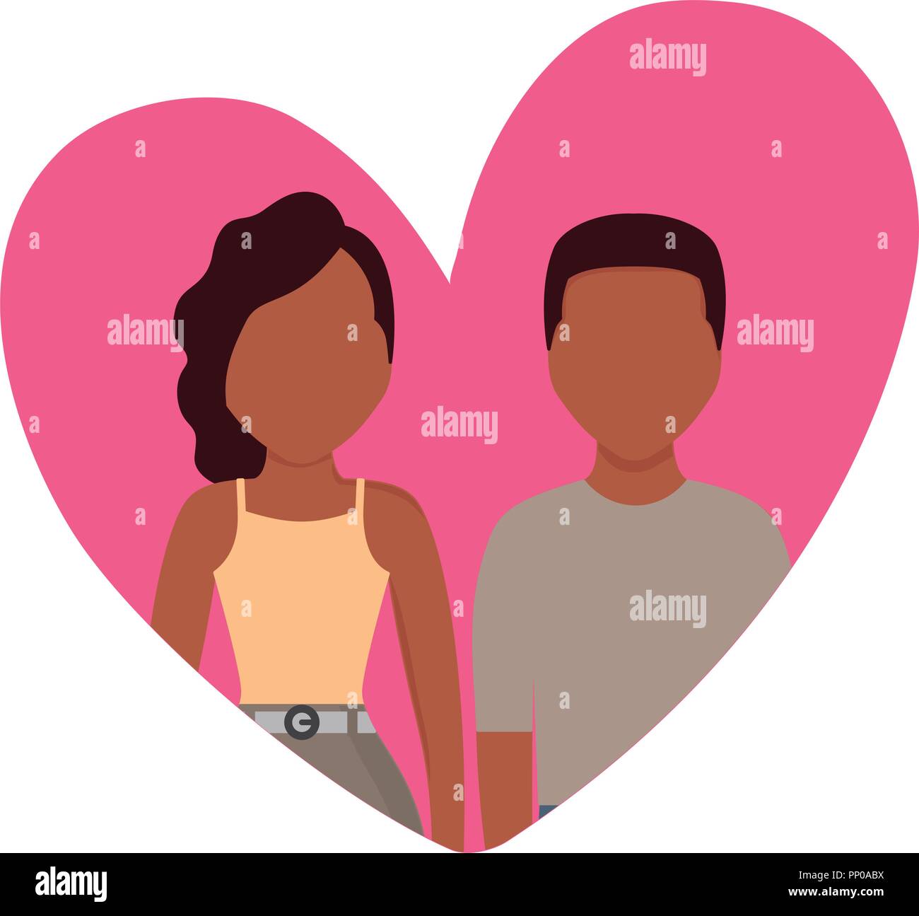 couple in a heart over white background, vector illustration Stock ...