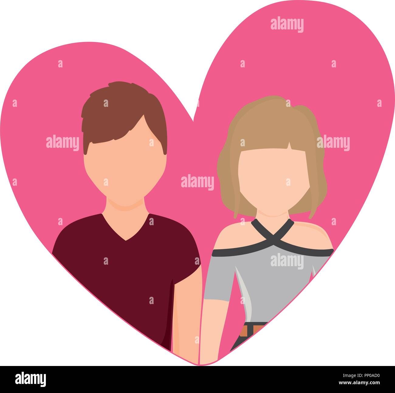couple in a heart over white background, vector illustration Stock ...