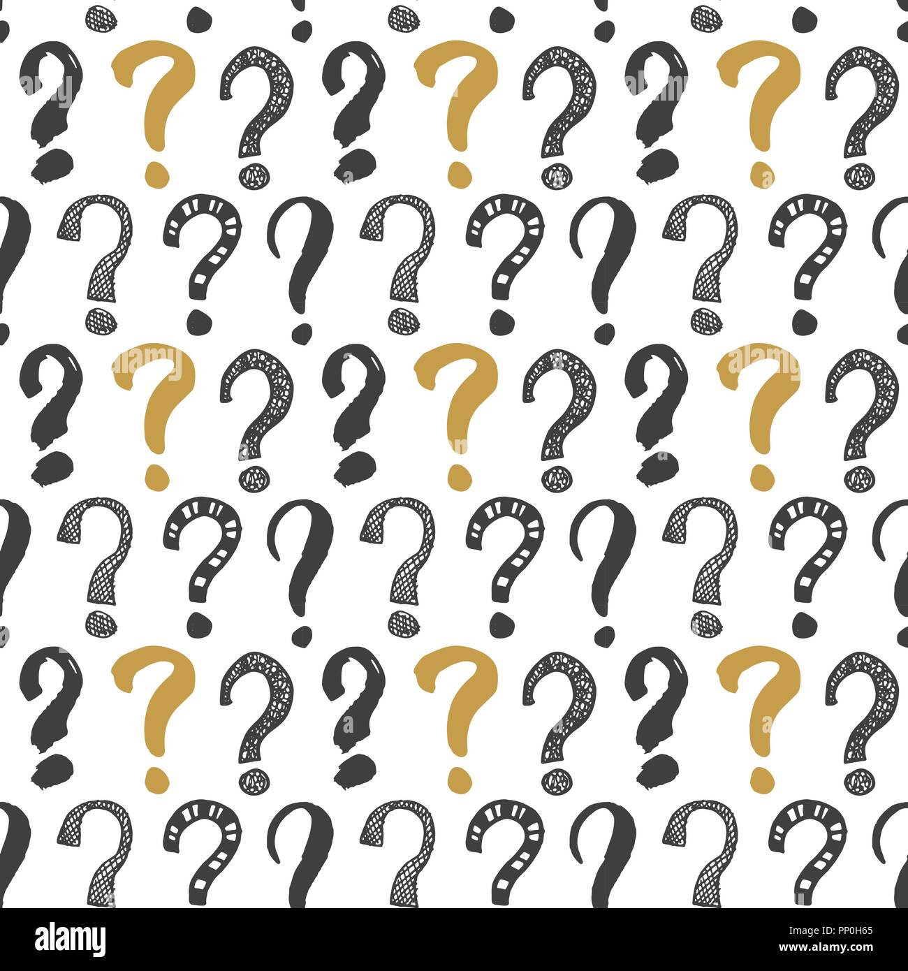 Questions Marks Seamless Pattern Hand Drawn Sketched Doodle Signs