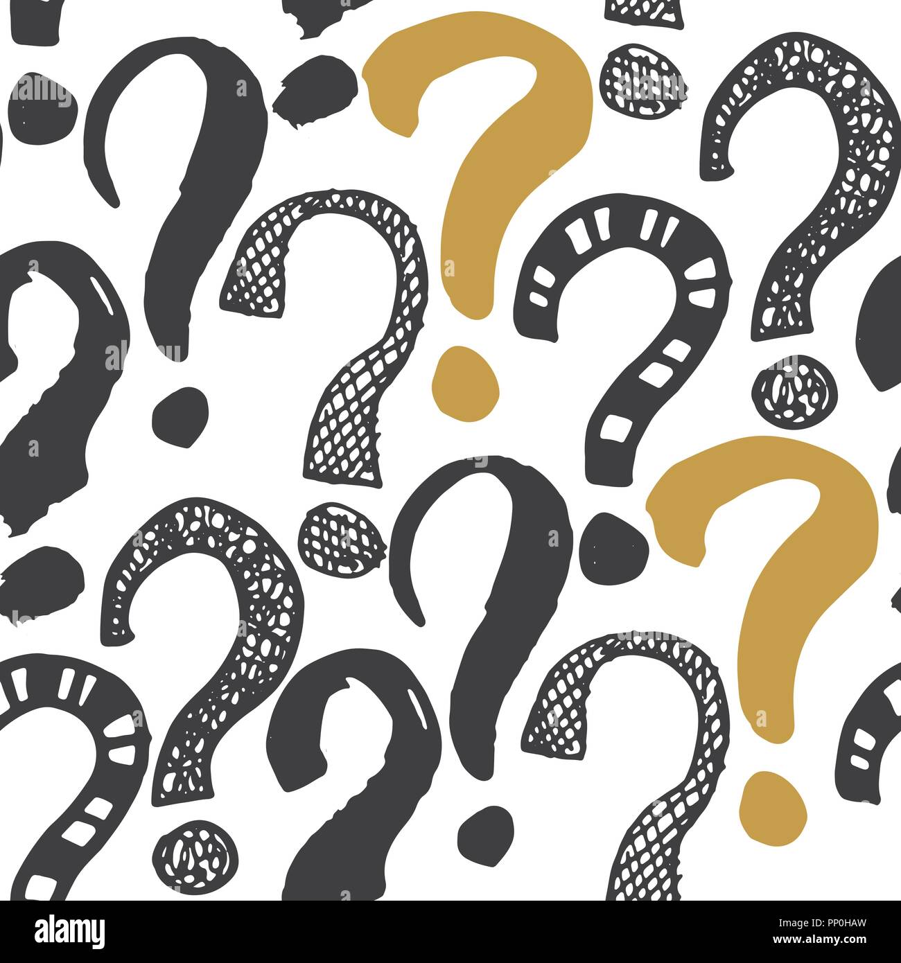 Questions marks seamless pattern. Hand drawn sketched doodle signs