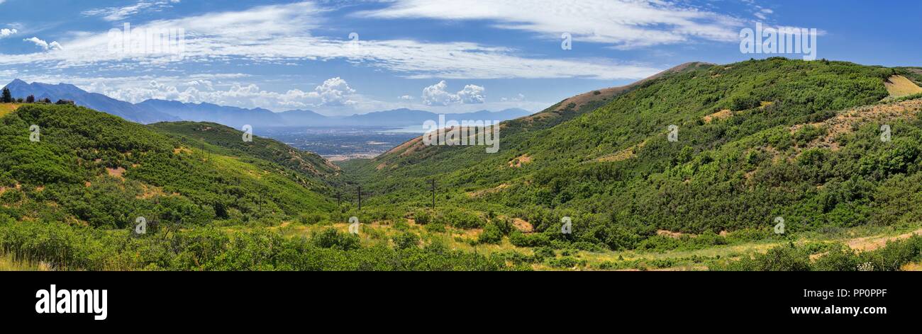 Panoramic Landscape view from Travers Mountain of Provo Utah County Panoramic Landscape view from Travers Mountain of Provo Utah County