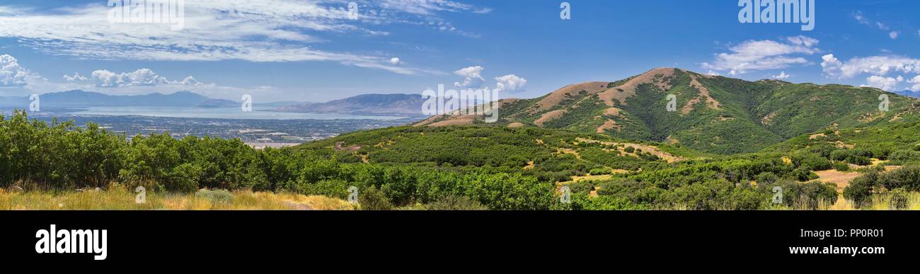 Panoramic Landscape view from Travers Mountain of Provo Utah County Panoramic Landscape view from Travers Mountain of Provo Utah County