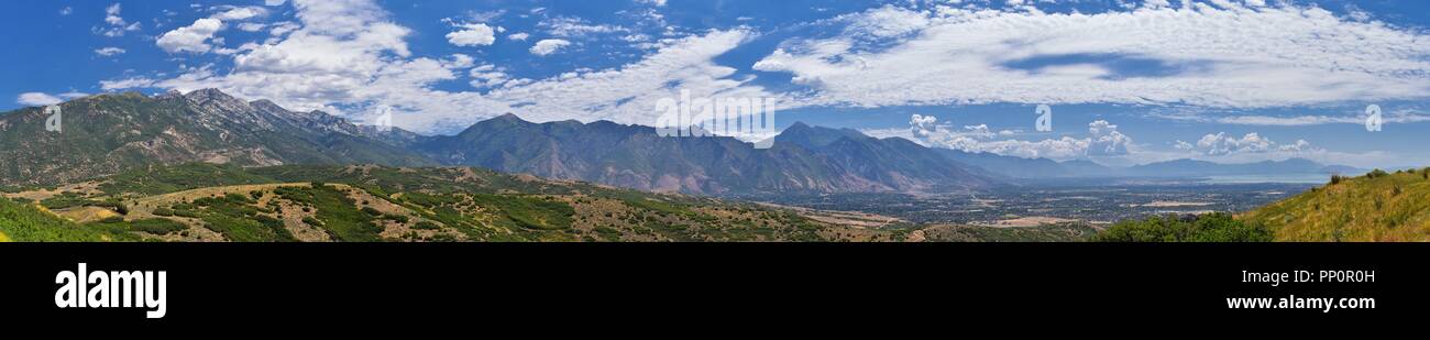Panoramic Landscape view from Travers Mountain of Provo Utah County Panoramic Landscape view from Travers Mountain of Provo Utah County