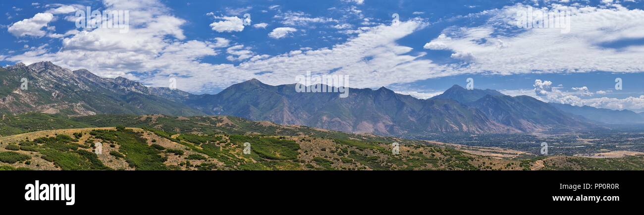 Panoramic Landscape view from Travers Mountain of Provo Utah County Panoramic Landscape view from Travers Mountain of Provo Utah County