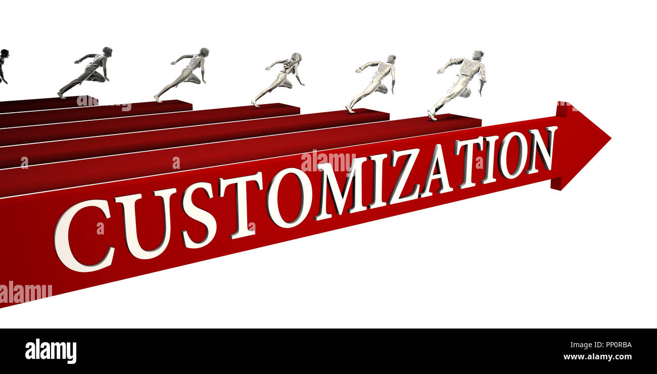 Customization Solutions with Business People Running To Success Stock Photo