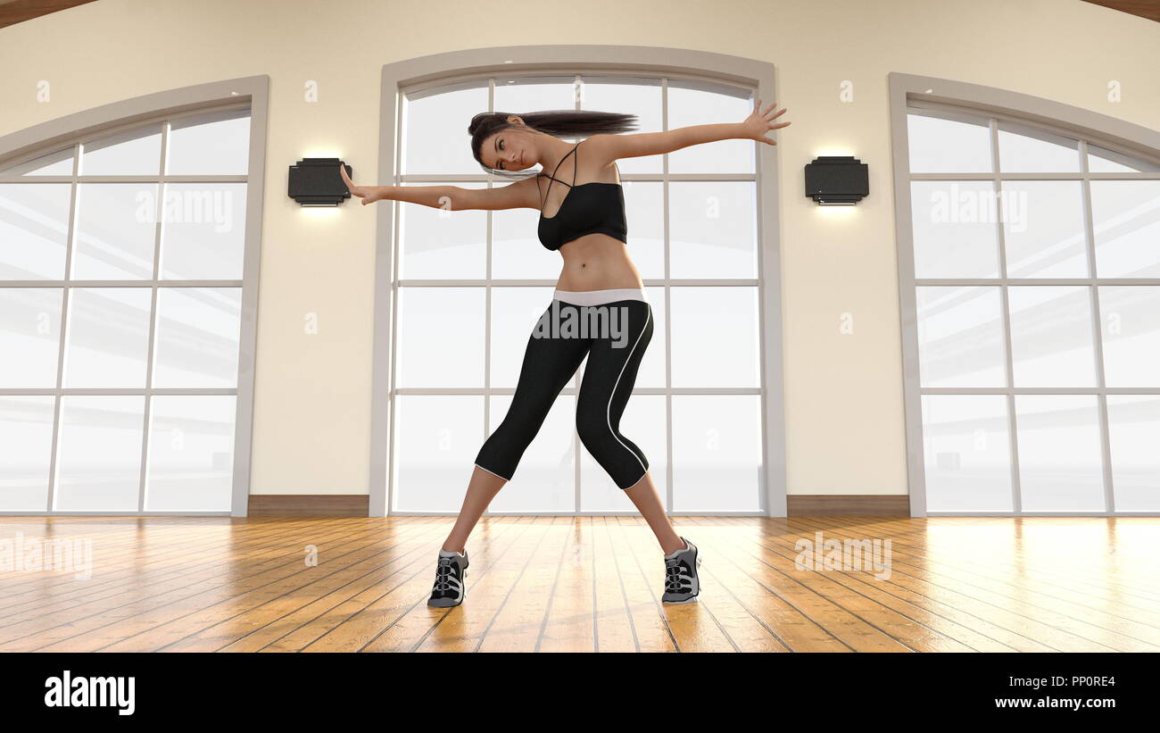 Modern Dance with Female Dancer Dancing Artistically Stock Photo