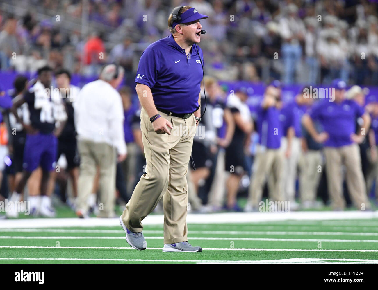 September 15, 2018: TCU Horned Frogs head coach Gary Patterson in the AdvoCare Showdown NCAA Football game between the Ohio State Buckeyes and the TCU Horned Frogs at AT&T Stadium in Arlington, TX Ohio defeated TCU 40-28 Albert Pena/CSM Stock Photo