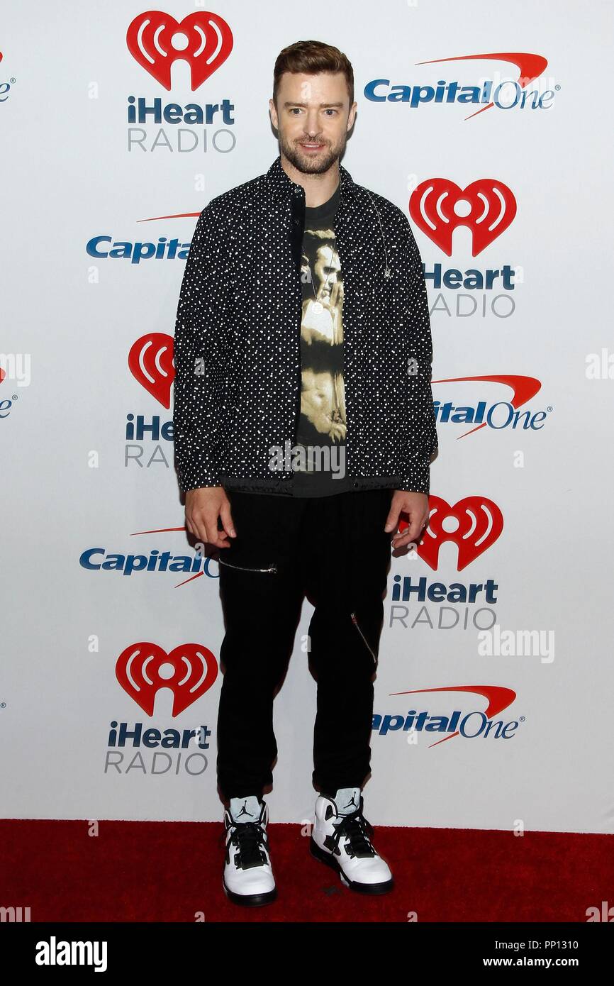 Las Vegas, USA. 22nd Sep, 2018. Justin Timberlake at arrivals for 2018  iHeartRadio Music Festival - SAT, T-Mobile Arena, Las Vegas, NV September  22, 2018. Credit: JA/Everett Collection/Alamy Live News Stock Photo - Alamy
