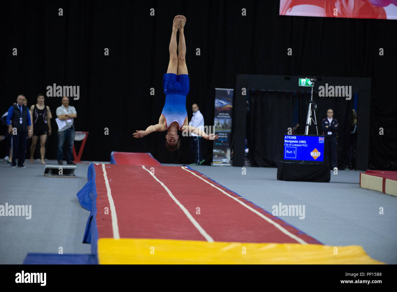 Birmingham, UK. 22nd September 2018. Jaydon Paddock, City of Birmingham Gymnastics completing a
